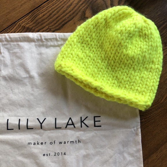 Lily Lake hand knit wool tuque / beanie ~ neon - Picture 5 of 6